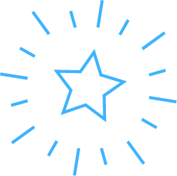 Icône d'étoile bleue avec des rayons pour représenter l’esprit d’Oxyl
