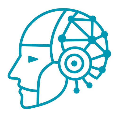 Illustration stylisée d’un profil humain vu de côté, dont le cerveau est représenté par un réseau de nœuds et de connexions, symbolisant l’intelligence artificielle, les données et les réseaux neuronaux.