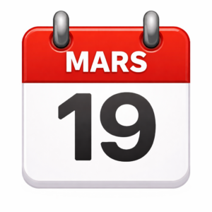 émoji calendrier représentant la date du 19 mars pour le webinaire IAGen pour l'IT d'Oxyl